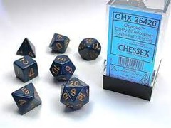 Opaque Dusty Blue/Copper Polyhedral 7-Die Set